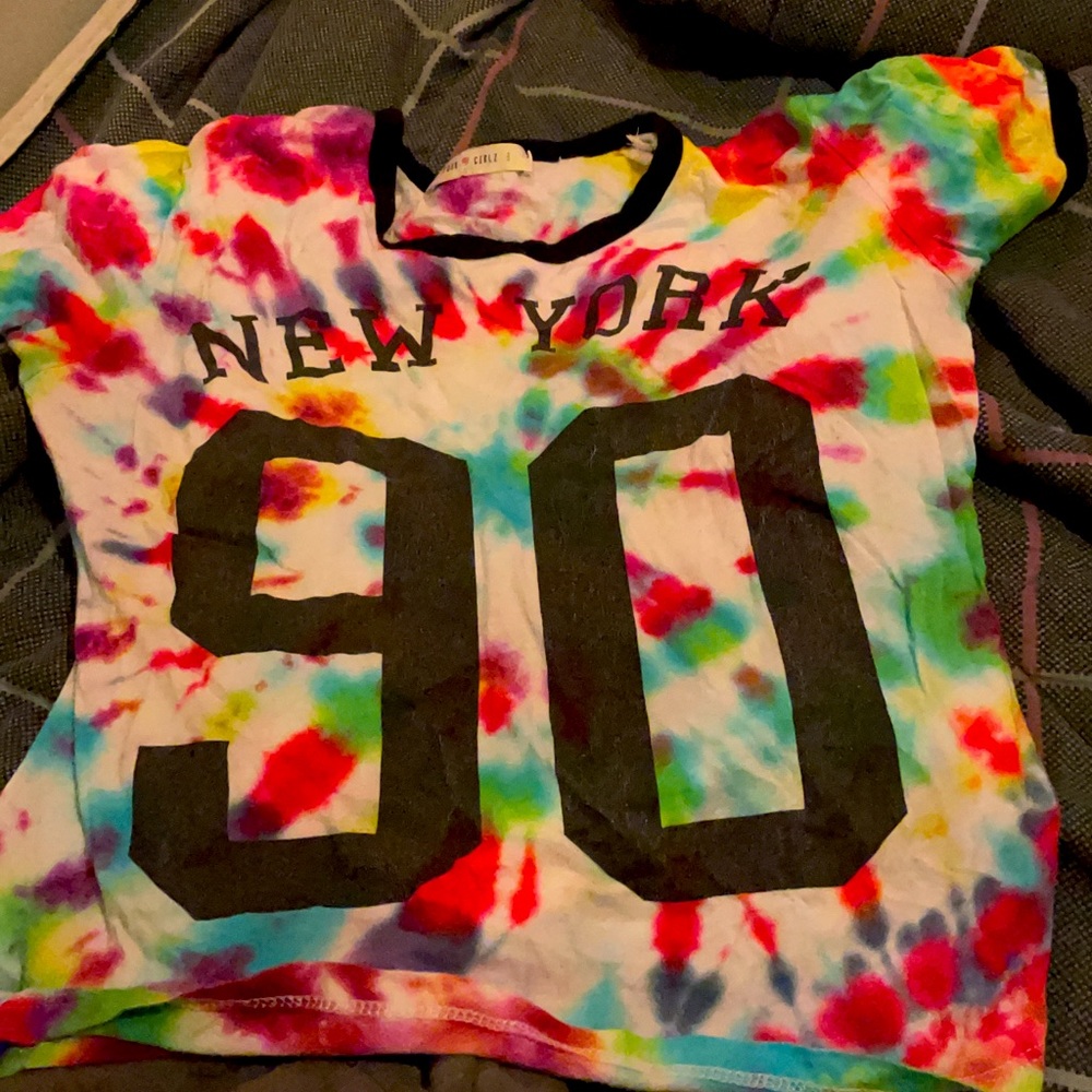 New York tie dye crop top